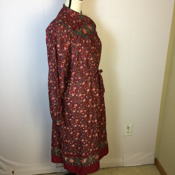Vintage 80s Nordstrom Point of View Dress Sz 5/6 Womans Red Floral Belted Pocket - Picture 2 of 13